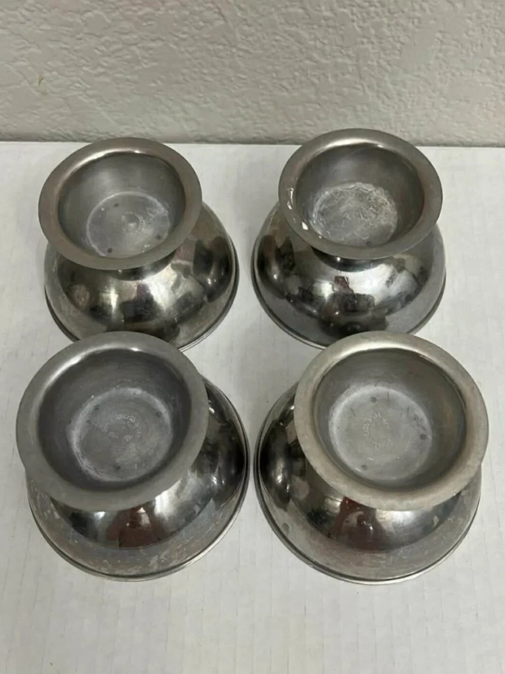 Vintage Set of 4 Stainless steel Desert Ice Cream Sherbert Footed Bowl Dishes